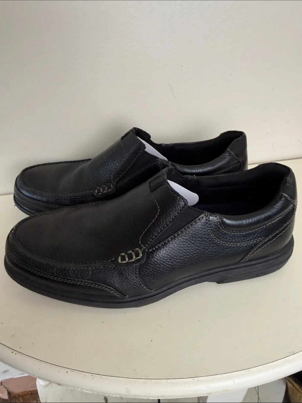 (2397) Nunn Bush Men's Black Slip-On Leather Dress Shoes, Size: 10M